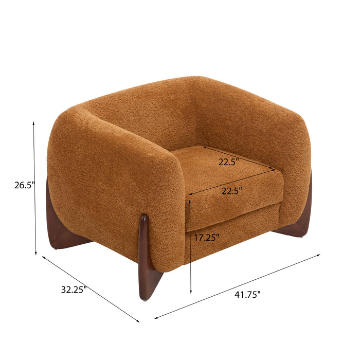Tuxor Fauteuil Moderne en Bouclette a Design Tuxedo, Caramel, Noyer