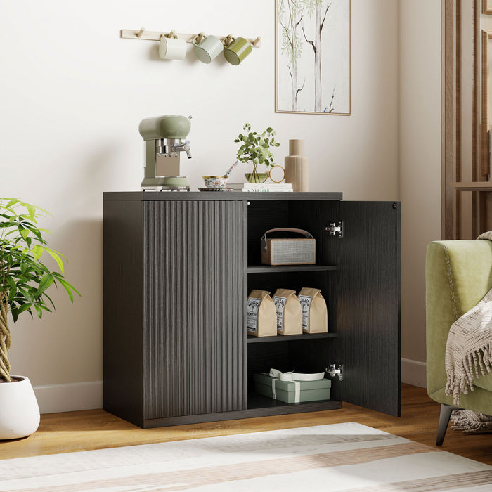 HOMCOM Buffet, meuble de cuisine avec portes a fermeture douce, Noir Gris