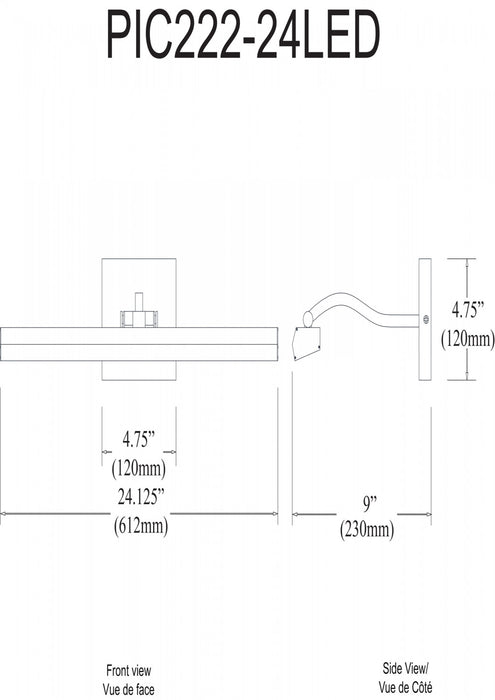 Lampe pour affichage d’image Leonardo de Dainolite de 24 po en verre givré qui diffuse la lumière, avec fini laiton vieilli et ampoule de 30 W