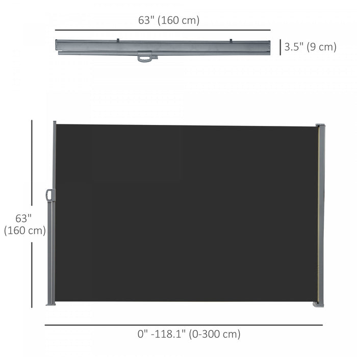 Outsunny Auvent Lateral Retractable Double Paravent De Terrasse, Noir