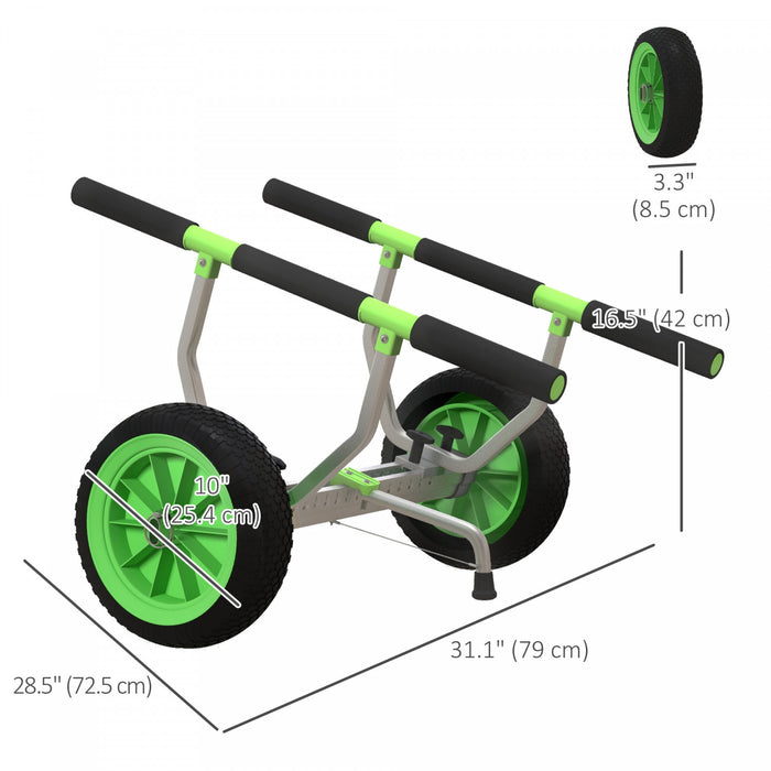 Soozier Chariot De Kayak Largeur Reglable Grandes Roues, Cadre En Aluminium