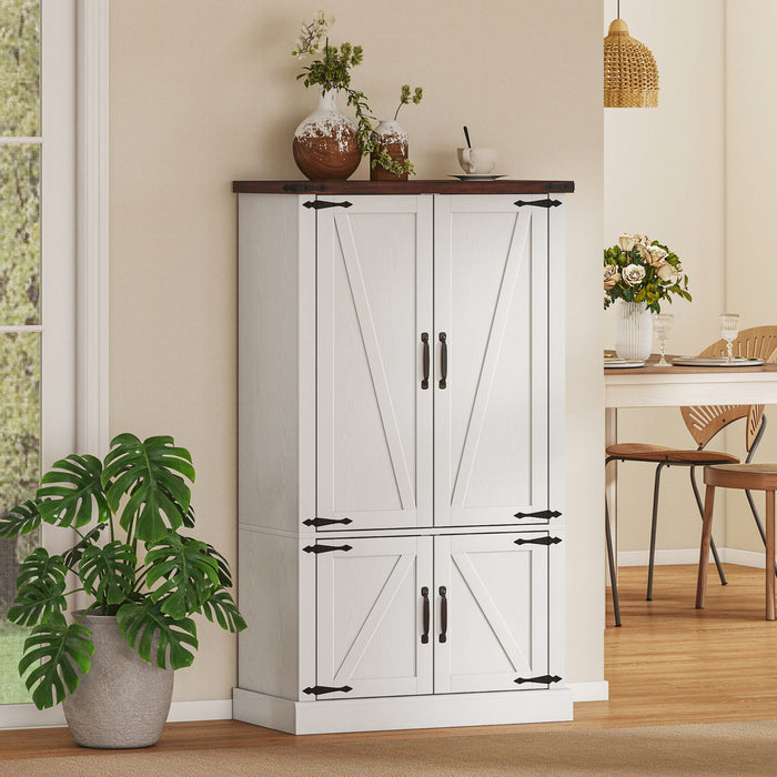 HOMCOM Meuble de rangement pour garde-manger, avec 6 etageres, blanc