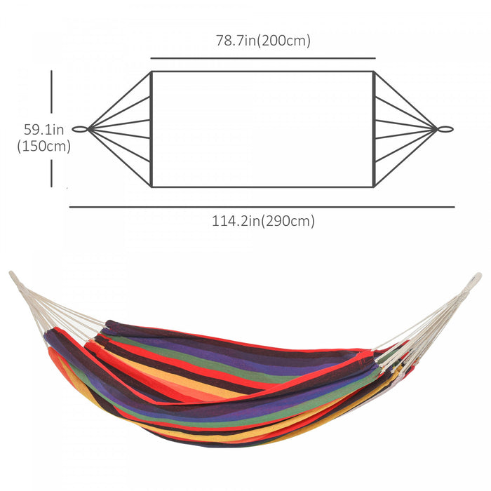 Outsunny Hamac De Style Bresilien Extra Large En Coton A Suspendre Pour Terrasse, Jardin, Interieur, Exterieur, Sac De Transport Inclus, Rayures Arc-en-ciel