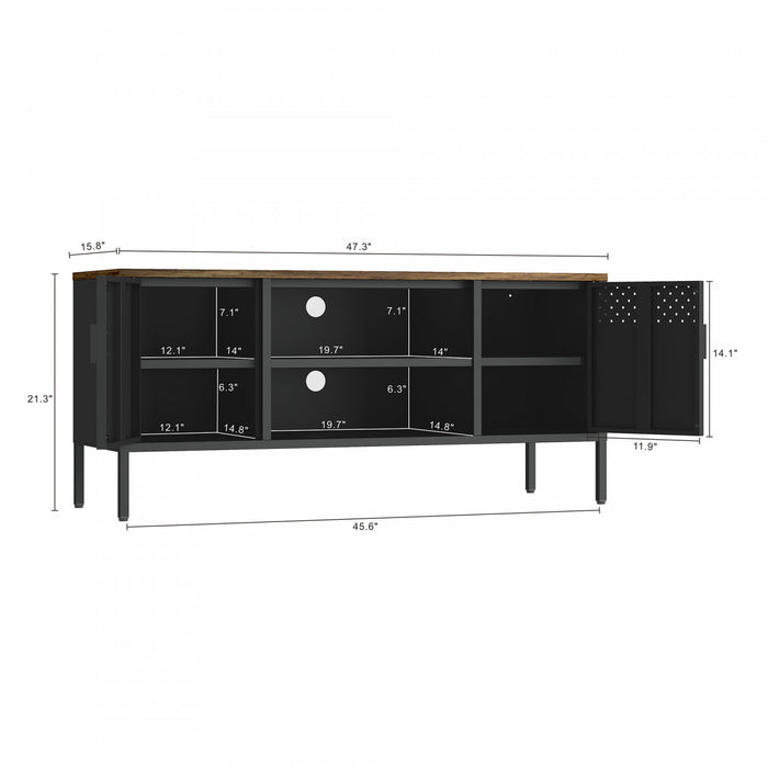 Armoire de rangement moderne Landen 47\" en metal, coloris noir
