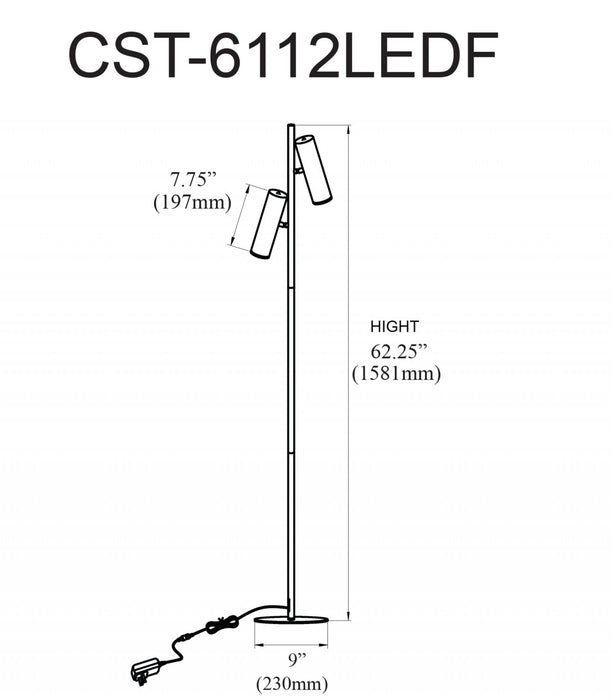 Lampe à pied Constance de Dainolite en acrylique givré qui diffuse la lumière, avec fini laiton vieilli et ampoule de 12 W