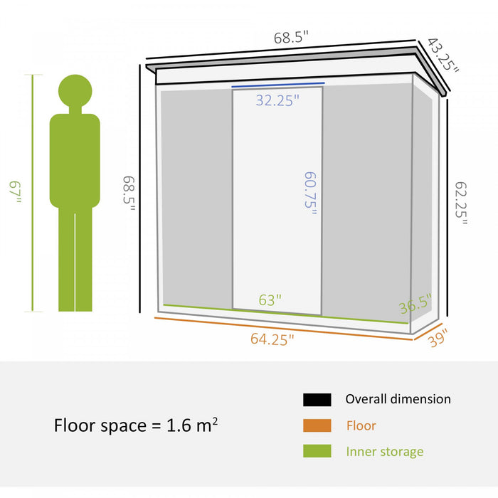 Outsunny Abri De Jardin Avec Portes Coulissantes Et Bouche D'aeration, Noir