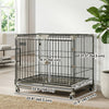 PawHut Dog Crate, 24 Inch Metal Dog Cage with Removable Tray, Lockable Wheels, 2 Doors for Small Breeds, Black