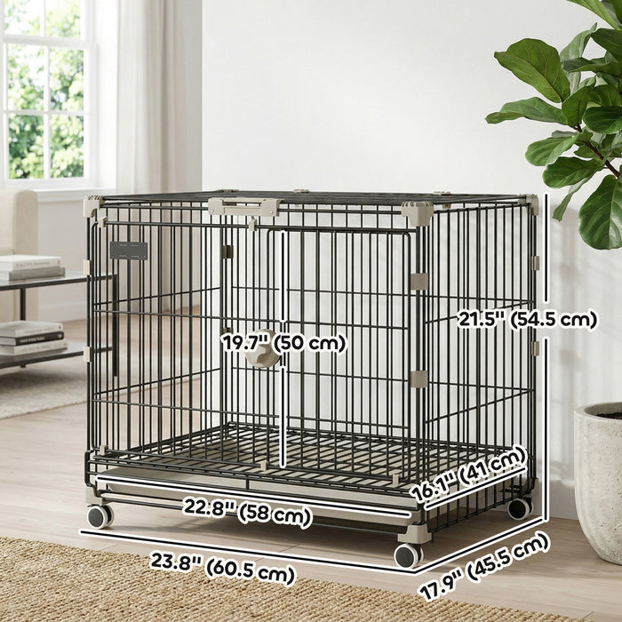Cage pour chien sur roulettes, 60 cm, Metal