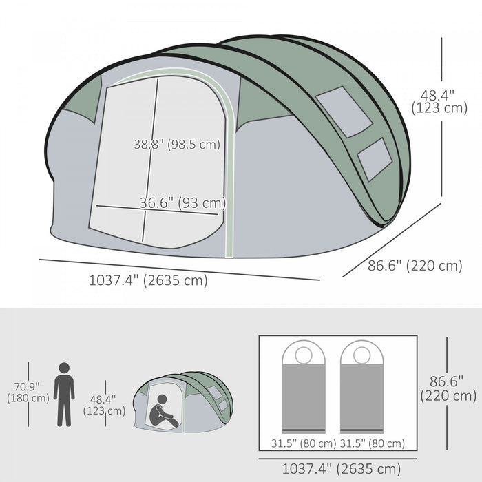 Outsunny Tente De Camping 5 Personnes Tente Pop Up Automatique