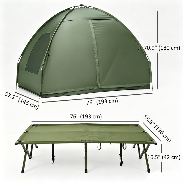 Tente de camping pliable et portable Outsunny Camping Combo, vert fonce