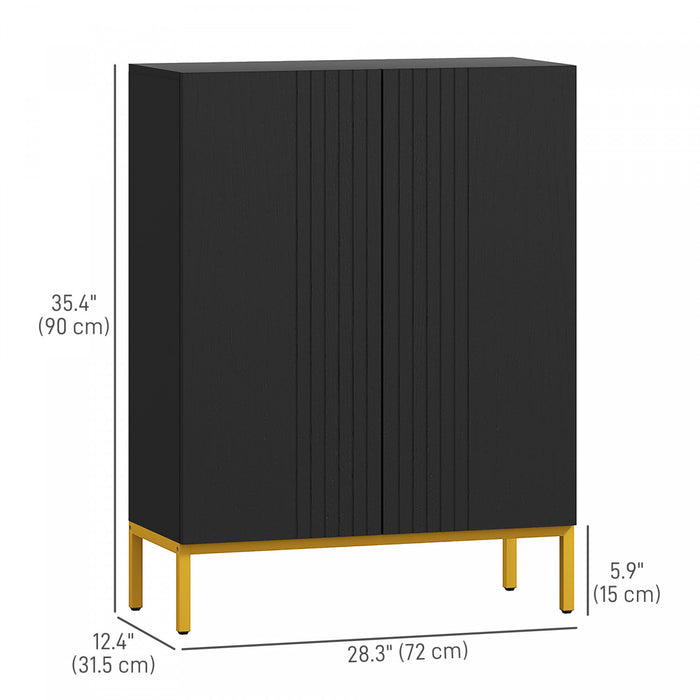 HOMCOM Armoire a Chaussures Moderne avec Portes a Fermeture Douce Noir