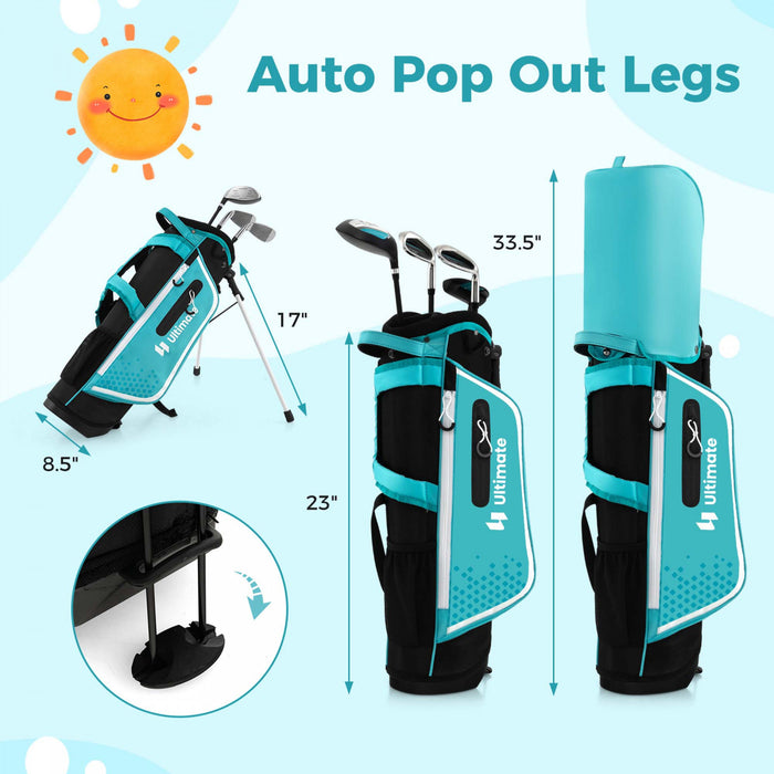Ultimate Kids Golf Practice Set Junior Complete Golf Club Set Pour Enfants Ages De 5 A 7 Ans Bleu