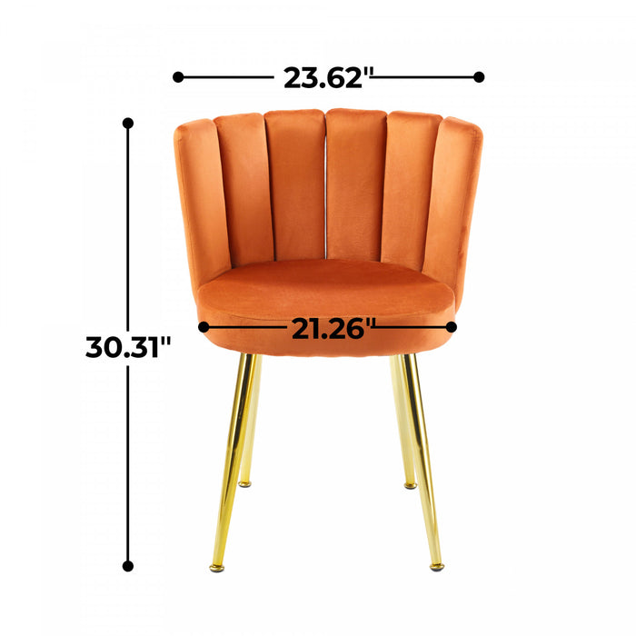 Ensemble de salle a manger Aiden 5 pieces avec table en verre et chaises en velours, couleur orange
