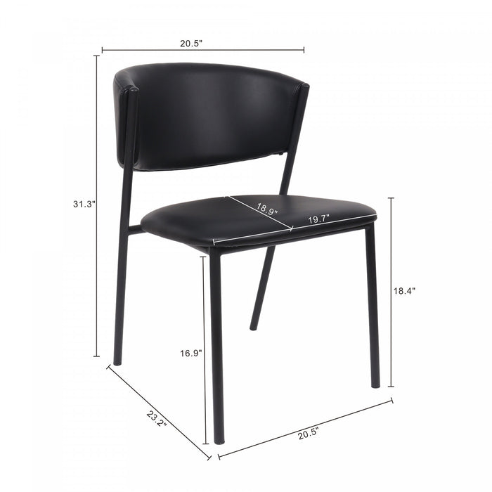Chaise laterale contemporaine moderne Drift en cuir vegetalien et metal noir - Lot de 4