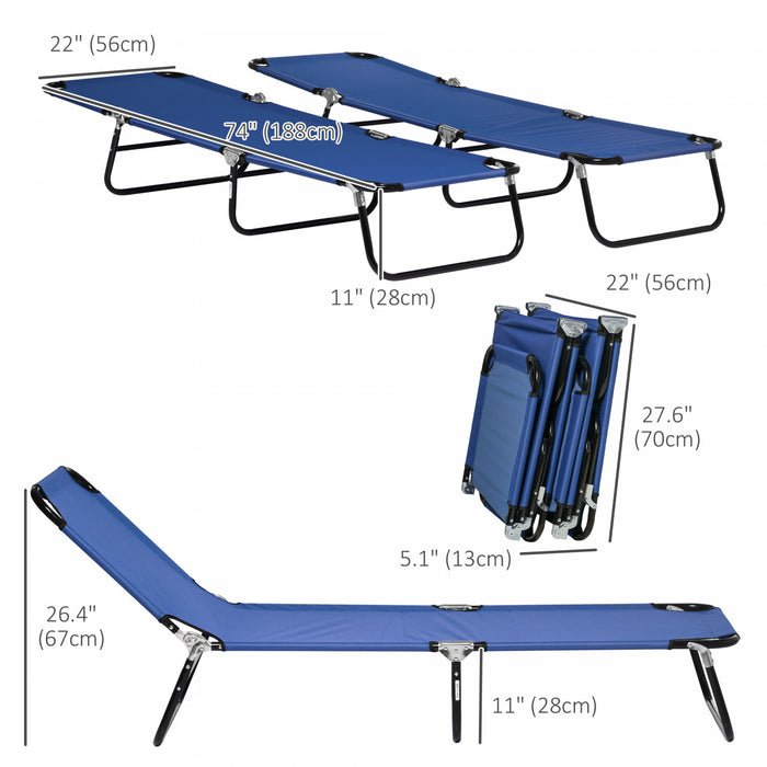 Outsunny Lot De 2 Chaises Longues Pliantes Avec Dossier Reglable, Bleu