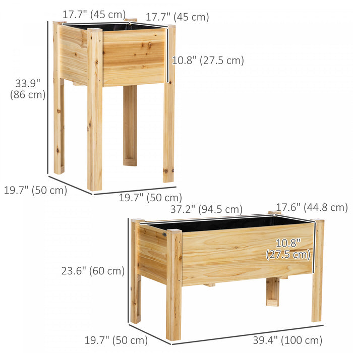 Outsunny Lot de 3 parterres de fleurs en bois pour terrasse et pelouse