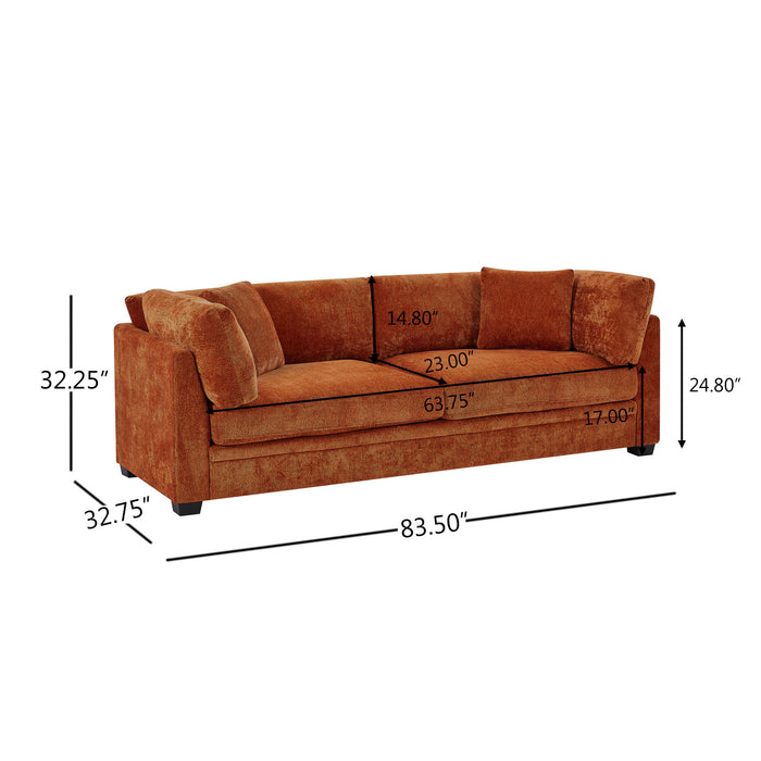 Flare Canape Moderne 83.5 po a Accoudoirs Evases et Coussin Haute Densite, Caramel