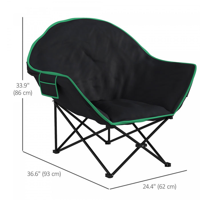 Outsunny Chaise de camping pliable rembourree avec sac de transport, poche de rangement et repose-pieds amovible pour exterieur, plage, pique-nique, randonnee, peche, voyage