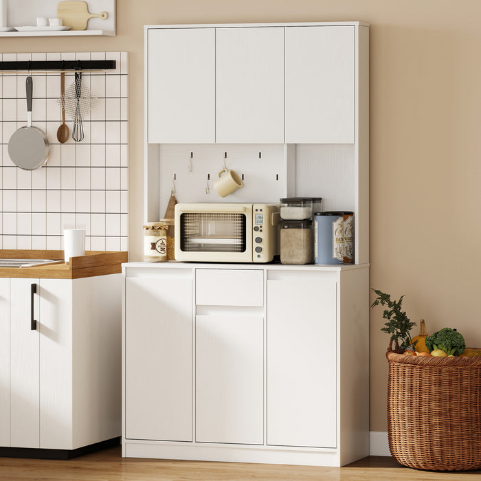 HOMCOM Armoire de rangement 71\" avec station de charge, blanc