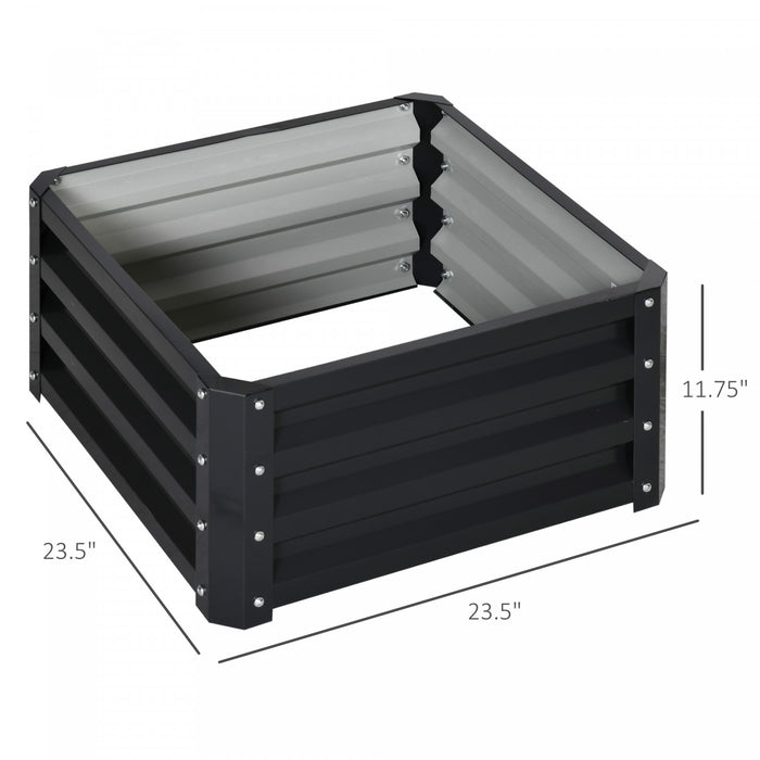 Outsunny Lot De 2 Pieces Parterre De Fleur Carre Potager De Jardin Jardinieres Bac A Fleurs 8 Panneaux Modulables En Acier Dim. 23.5\"l X 23.5\"l X 12\"h Gris