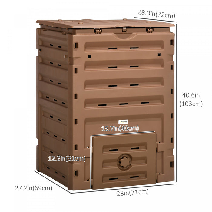 Outsunny Poubelle A Compost De 120 Gallons, Avec 80 Aerations, Marron