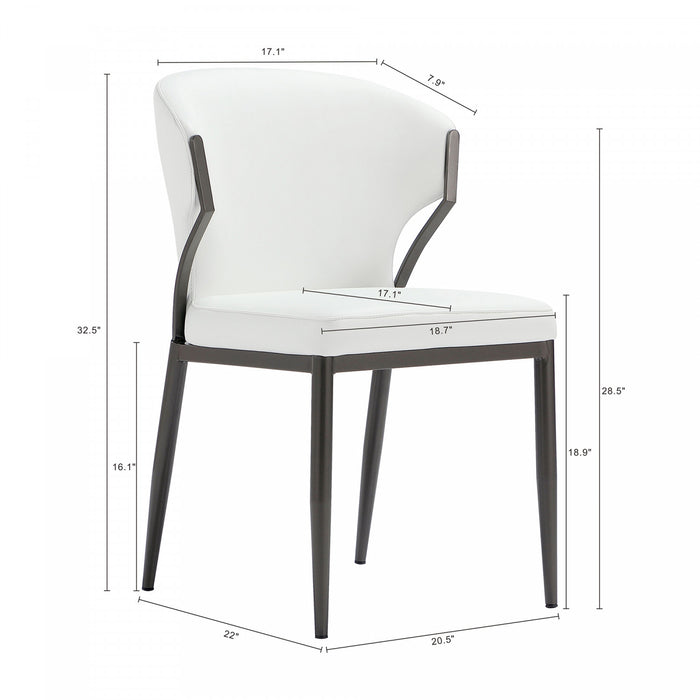 Chaise de salle a manger moderne en cuir vegetalien et metal Kirsten, blanche - Lot de 4