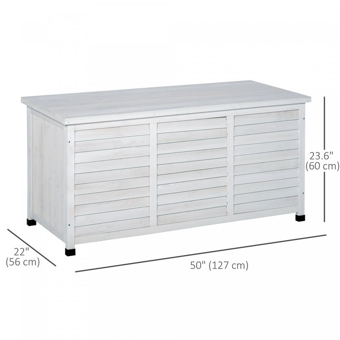 Outsunny Boite De Rangement Exterieure En Bois Avec Espace D'aeration Blanc
