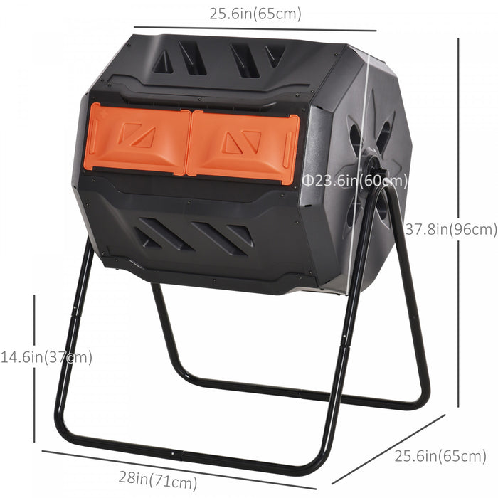 Outsunny Composteur Exterieur Rotatif A 360°, 43 Gallons, Gris Et Orange