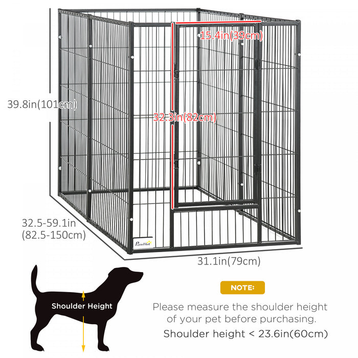 Pawhut Parc Pour Chien A 6 Panneaux De 32.5\" - 59\" X 31\", Parc Robuste Avec Porte, Enclos D'exercice Reglable Pour Interieur Et Exterieur, Chiens De Petite, Moyenne Et Grande Taille