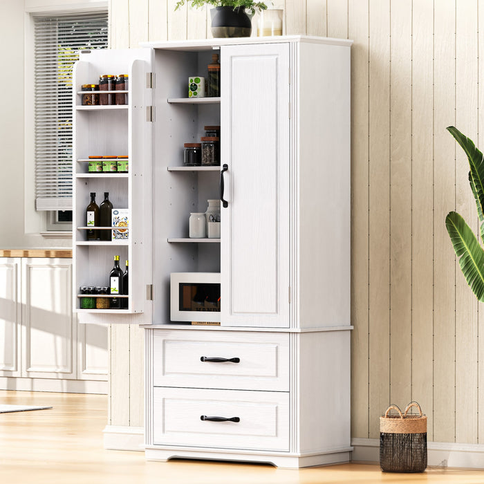 Armoire De Rangement Angela 71\" Avec Etageres Reglables Et 2 Tiroirs - Blanche