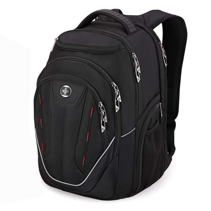 Sac a dos Swissdigital Terabyte – Sac pour ordinateur portable 15,6, Charge USB, Detecteur SDD, Protection RFID, Grande capacite, Garantie de 2 ans