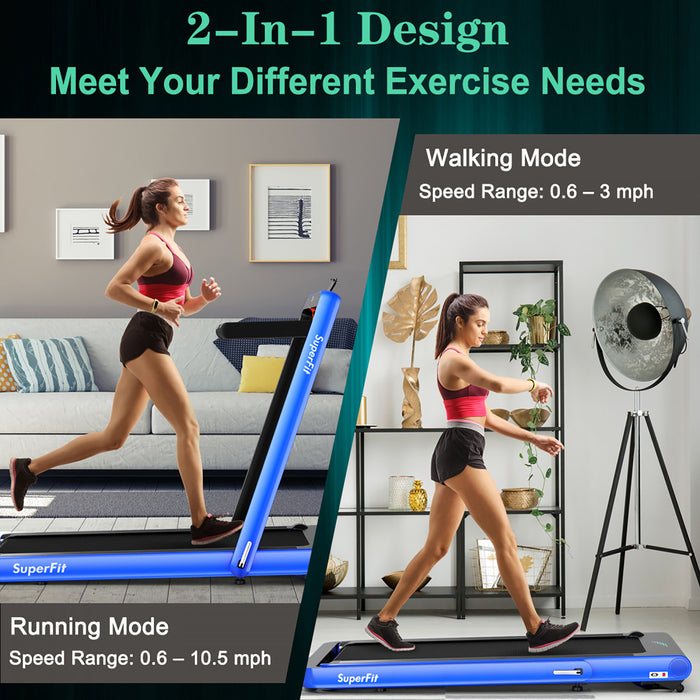 Tapis De Course Pliant 2 En 1 16km/h Superfit – Avec Bluetooth Et Controle Via App