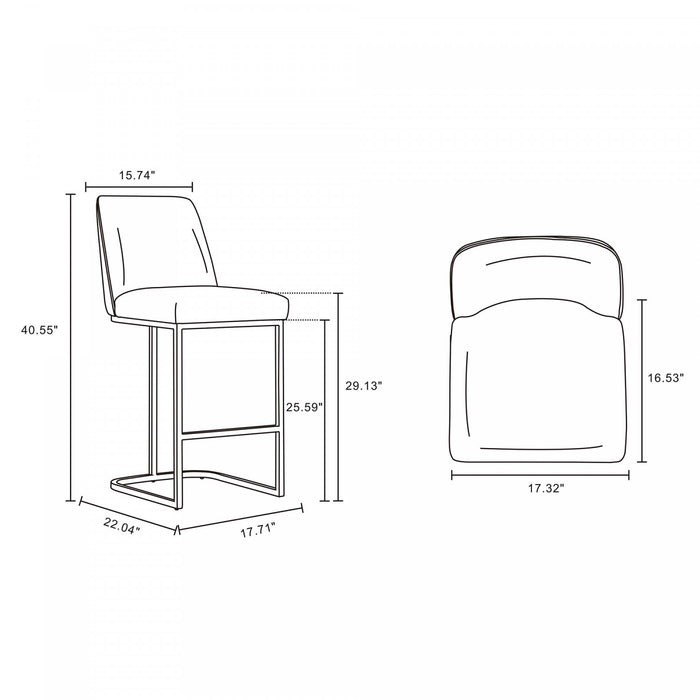 Tabouret de bar moderne en metal et tissu Serena, blanc - Lot de 3