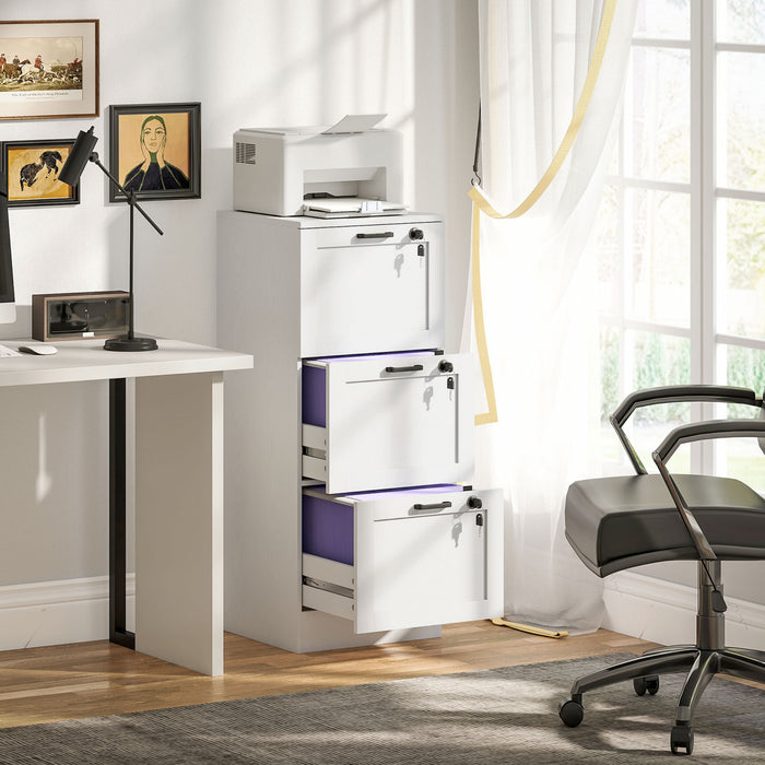 HOMCOM Classeur de bureau a 3 tiroirs, classeur vertical, blanc
