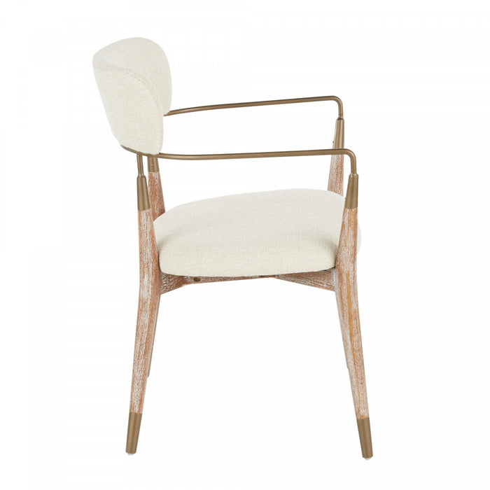 Chaise de salle à manger contemporaine Savannah en tissu crème - ensemble de 2