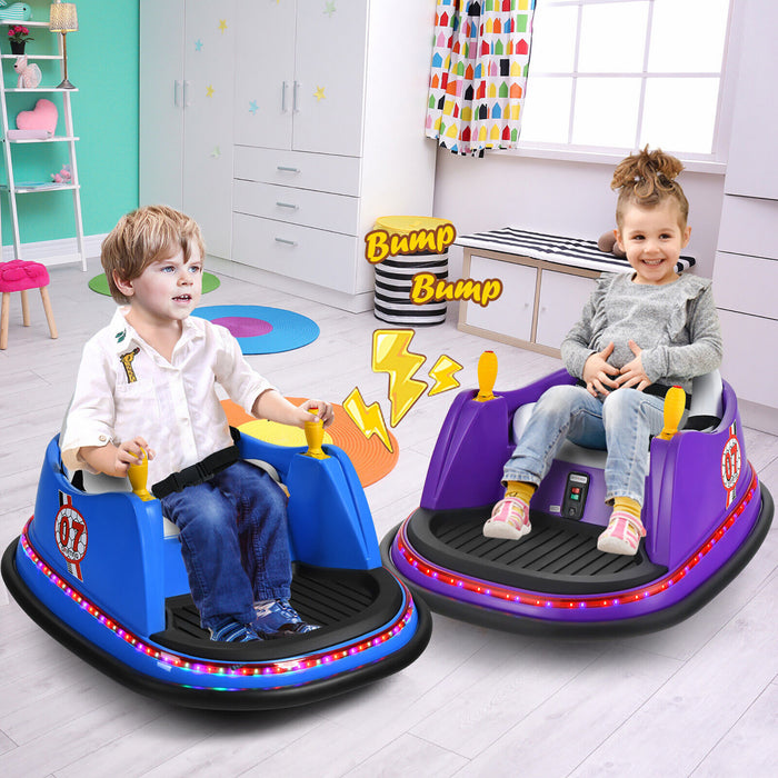 Costway 12v Vehicule 360¡a Spin Race Toy Kids Ride Sur La Voiture Pare-chocs Avec Telecommande Bleue
