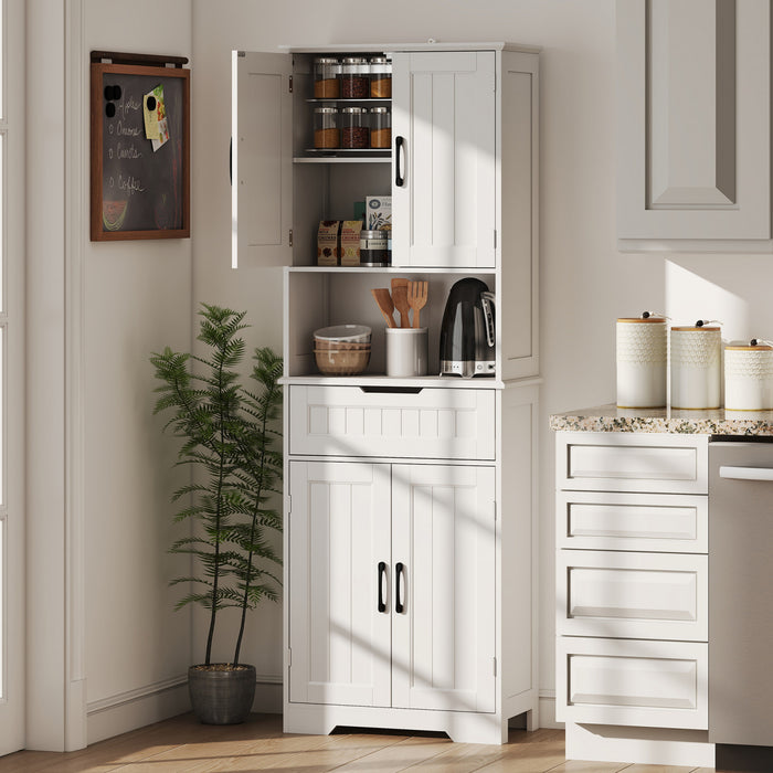 HOMCOM Armoire de rangement avec petit comptoir ouvert, buffet, blanc