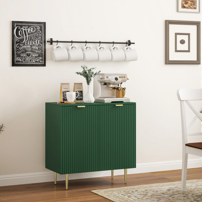 HOMCOM Buffet avec etageres reglables, Vert