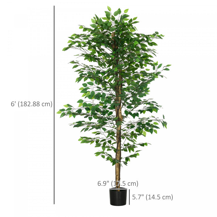 HOMCOM Lot de 2 arbres artificiels Ficus de 6pi pour decoration