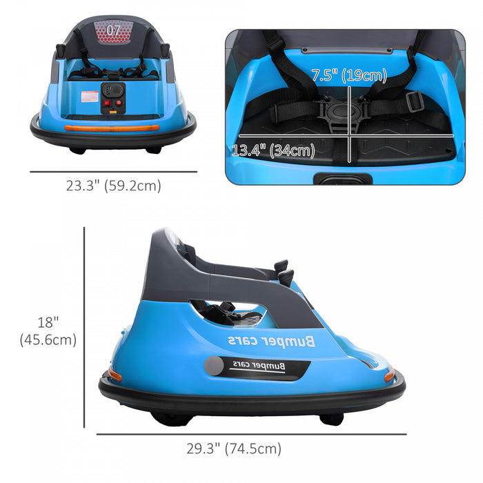 Aosom Auto-tamponneuse 12 V Pour Enfants, Voiture Electrique A Rotation A 360° Avec Telecommande, Ceinture De Securite, Lumieres Led, Musique, Pour Garcons Et Filles Ages De 1,5 A 5 Ans, Bleu