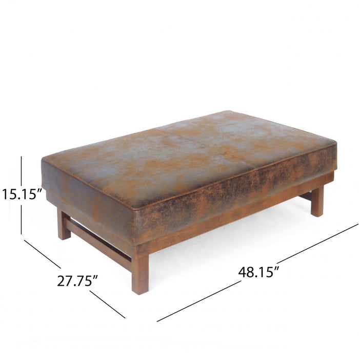 Grande Table Basse Ottoman Harrison en Similicuir avec Fonction de Rangement - Marron
