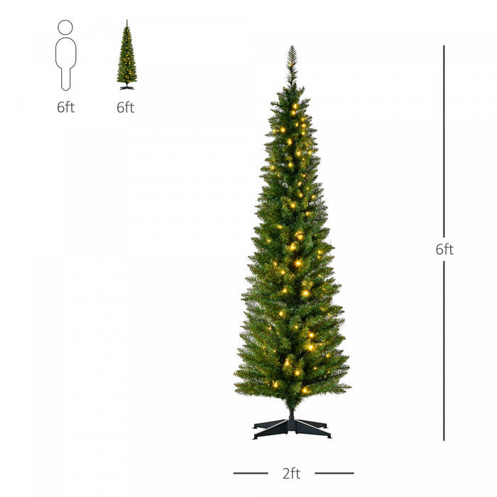 Homcom Arbre De Noel Artificiel Crayon Pre-illumine De 6 Pieds Avec 390 Embouts Et 200 Lumieres Led Blanc Chaud