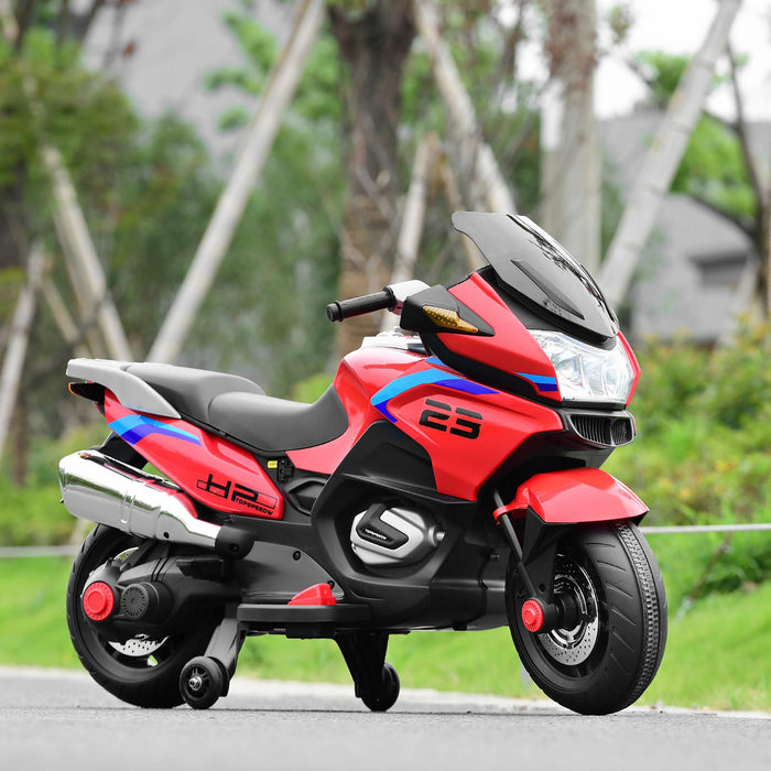 Moto Electrique 12v Pour Enfants Avec Roues D'entrainement Et Eclairage, Rouge
