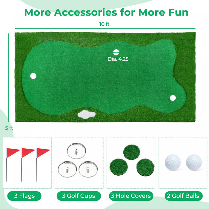 Costway 10 X 5 Ft Golf Mettant Vert Tapis D'entrainement Professionnel De Golf Avec 2 Balles De Golf