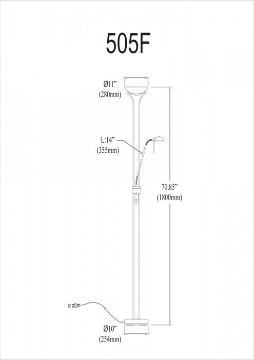Lampe à pied Mother & Son de Dainolite avec fini chromé satiné