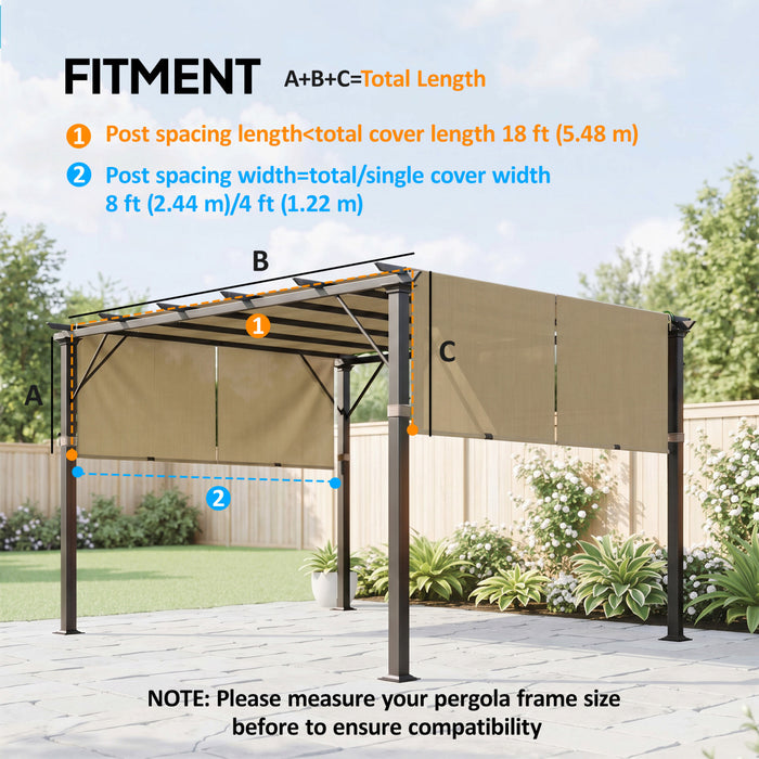 Outsunny Lot de 2 Toiles d'Ombrage pour Pergola, Protection UV, Toile de Remplacement, Sable