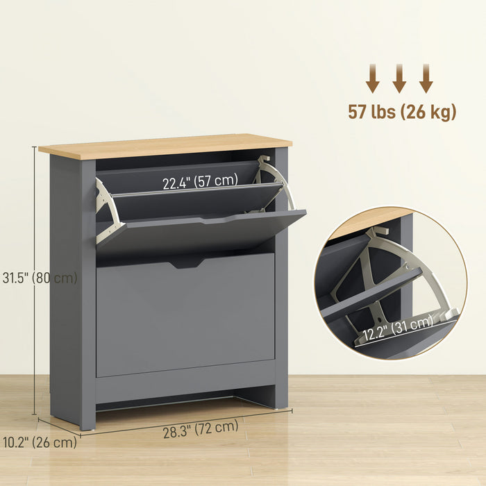HOMCOM Armoire a chaussures etroite pour entree avec 3 tiroirs rabattables