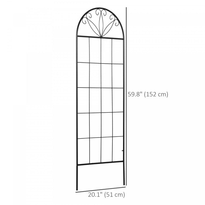 Outsunny Lot De 2 Treillis De Jardin En Metal Pour Plantes Grimpantes, Noir