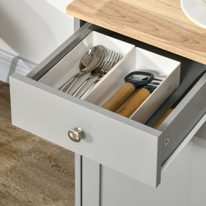 HOMCOM Bar Cafe, Meuble de Cuisine avec Tiroirs, Gris