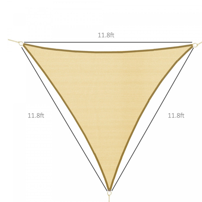 Outsunny Triangle 12' Canopee Voile D'ombrage Protection Uv Abri Exterieur Pour Pelouse Avec Sac De Transport Jardin Sable
